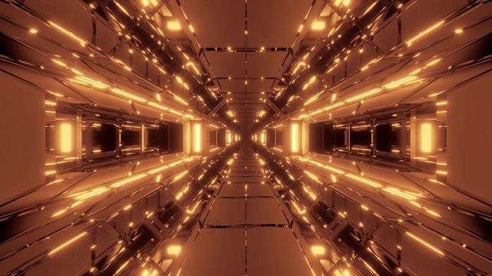 未来主义的幻想科幻空间星系隧道走廊与玻璃窗户插图壁纸背景设计现代未来科幻建筑呈现艺术未来主义的幻想科幻空间星系隧道走廊与玻璃窗户插图壁纸背景设计