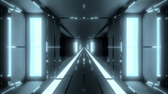 清洁未来主义的科幻隧道走廊与玻璃窗户和没完没了的热金属插图背景壁纸未来科幻建筑呈现设计清洁未来主义的科幻隧道走廊与玻璃窗户和没完没了的热金属插图背景壁纸