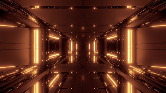 未来主义的科幻空间机库隧道走廊与玻璃底和窗户插图壁纸背景设计色彩斑斓的科幻幻想呈现艺术房间未来主义的科幻空间机库隧道走廊与玻璃底和窗户插图壁纸背景设计