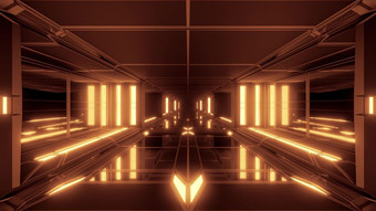 清洁未来主义的科幻空间机库隧道走廊与玻璃窗户插图背景壁纸设计时尚的科幻艺术房间呈现与发光的灯清洁未来主义的科幻空间机库隧道走廊与玻璃窗户插图背景壁纸设计