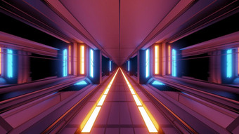 清洁未来主义的科幻空间机库隧道走廊与热发光的金属插图背景壁纸设计时尚的科幻艺术房间呈现与发光的灯清洁未来主义的科幻空间机库隧道走廊与热发光的金属插图背景壁纸设计