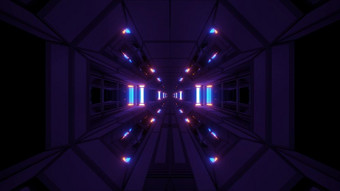 黑暗清洁未来主义的科幻空间机库隧道走廊与很酷的反映灯插图背景壁纸设计时尚的科幻艺术房间呈现与发光的灯黑暗清洁未来主义的科幻空间机库隧道走廊与很酷的反映灯插图背景壁纸设计