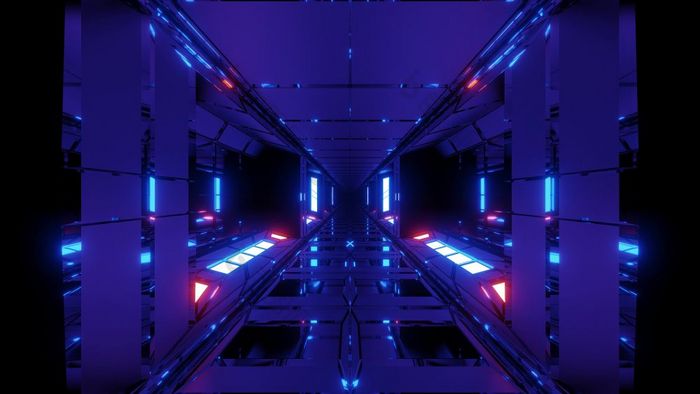 独特的高对比未来主义的空间科幻机库隧道走廊插图壁纸背景设计很酷的未来科幻建筑呈现艺术独特的高对比未来主义的空间科幻机库隧道走廊插图壁纸背景设计