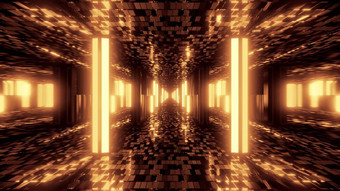 未来主义的科幻机库隧道走廊与砖纹理和玻璃窗户插图背景壁纸未来没完没了的科幻房间呈现设计未来主义的科幻机库隧道走廊与砖纹理和玻璃窗户插图背景壁纸