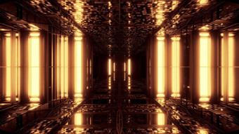 未来主义的科幻空间机库隧道走廊与反光砖纹理插图背景壁纸未来科幻机库呈现设计未来主义的科幻空间机库隧道走廊与反光砖纹理插图背景壁纸