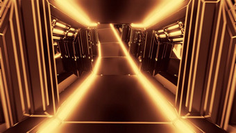 未来主义的科幻隧道走廊插图与发光的灯和玻璃窗户背景壁纸未来科幻房间renderinng设计未来主义的科幻隧道走廊插图与发光的灯和玻璃窗户背景壁纸