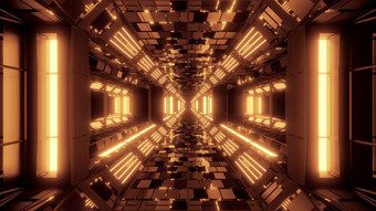 未来主义的科幻空间机库隧道走廊插图与砖纹理和玻璃窗户背景壁纸未来科幻房间renderinng设计未来主义的科幻空间机库隧道走廊插图与砖纹理和玻璃窗户背景壁纸