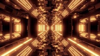 未来主义的科幻空间机库隧道走廊插图与砖纹理和玻璃窗户背景壁纸未来科幻房间renderinng设计未来主义的科幻空间机库隧道走廊插图与砖纹理和玻璃窗户背景壁纸
