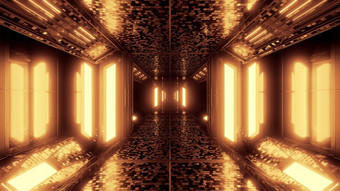 未来主义的科幻空间机库隧道走廊插图与砖纹理和发光的灯背景壁纸未来科幻房间renderinng设计未来主义的科幻空间机库隧道走廊插图与砖纹理和发光的灯背景壁纸