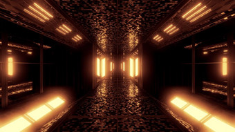 未来主义的科幻空间机库隧道走廊插图与砖纹理和发光的灯背景壁纸未来科幻房间renderinng设计未来主义的科幻空间机库隧道走廊插图与砖纹理和发光的灯背景壁纸