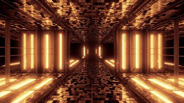 未来主义的科幻空间隧道走廊与砖纹理插图背景壁纸现代未来科幻呈现romm设计未来主义的科幻空间隧道走廊与砖纹理插图背景壁纸