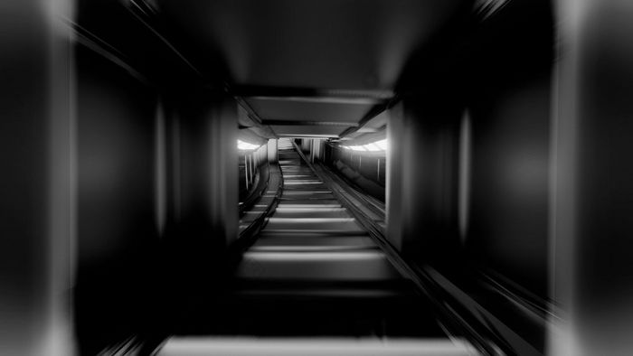 清洁黑色的和白色隧道走廊与发光的灯插图背景壁纸未来主义的科幻金属空间隧道呈现设计清洁黑色的和白隧道走廊与发光的灯插图背景壁纸