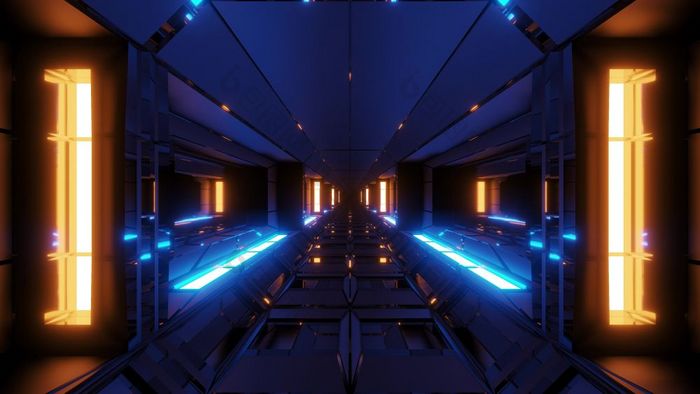 未来主义的科幻空间机库隧道走廊与发光的灯和反射插图呈现壁纸背景现代科幻科幻小说空间船隧道设计未来主义的科幻空间机库隧道走廊与发光的灯和反射插图呈现壁纸背景