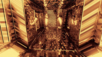 未来主义的反光科幻隧道走廊与发光的灯和砖纹理插图背景壁纸莫德呈现设计未来主义的反光科幻隧道走廊与发光的灯和砖纹理插图背景壁纸