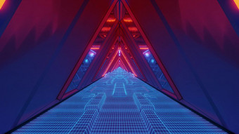 技术科幻空间军舰隧道走廊与发光的线框底玻璃窗户插图壁纸背景图形设计未来主义的科幻机库呈现设计技术科幻空间军舰隧道走廊与发光的线框底玻璃窗户插图壁纸背景图形设计