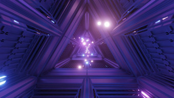 发光的球体粒子飞通过三角形空间隧道走廊插图背景壁纸图形艺术作品未来主义的科幻隧道呈现设计发光的球体粒子飞通过三角形空间隧道走廊插图背景壁纸图形艺术作品