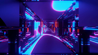 光滑的紫色的推进宇宙飞船隧道呃插图背景辐射反射强烈的光梁呃插图背景