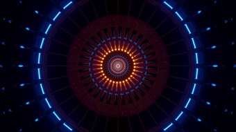创新超级高铁发光的隧道呃插图背景圆形摘要机械机就像涡呃插图背景