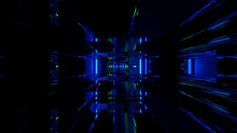 创新科幻发光的黑暗房间呃插图背景推进闪闪发光的多维交互空间港口呃插图背景