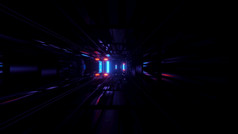 闪闪发光的深黑暗广场隧道呃插图背景交替霓虹灯光梁现代数据中心呃插图背景