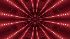 插图摘要背景设计虚拟轮走廊与发光的红色的霓虹灯射线sci隧道与红色的灯插图背景