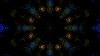 插图简约摘要背景设计与金和蓝色的霓虹灯灯形成圆形状的框架黑暗隧道灯空间隧道插图背景