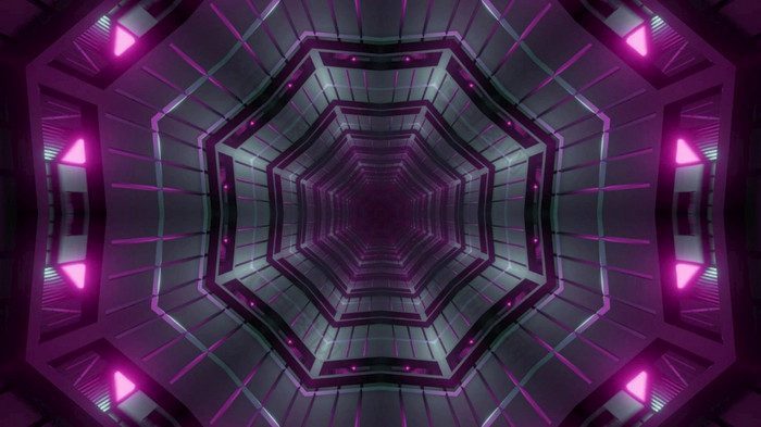 摘要插图生动的紫色的灯照明黑暗隧道与几何点缀插图紫色的灯黑暗隧道