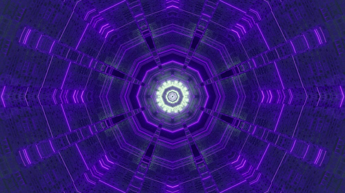 插图视觉摘要背景没完没了的多面体科学小说隧道与紫罗兰色的霓虹灯光设计发光的摘要紫罗兰色的对称的点缀插图