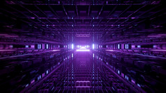插图摘要背景对称的未来主义的隧道照亮与明亮的紫罗兰色的光插图未来主义的紫罗兰色的隧道