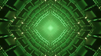 千变万化的插图对称的菱形形状的隧道与几何点缀明亮的绿色颜色插图菱形绿色隧道