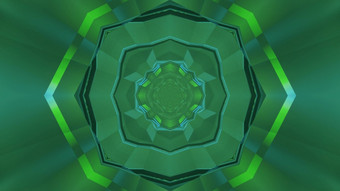插图摘要视觉背景绿色彩色的sci隧道与几何形状和发光的霓虹灯照明绿色观赏未来主义的背景插图