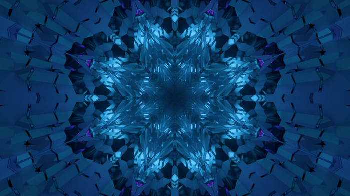 对称的插图摘要背景与千变万化的雪花形状的点缀蓝色的颜色插图雪花形状的点缀