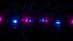 摘要数字背景与霓虹灯蓝色的和紫色的灯黑暗插图插图黑暗网络空间与霓虹灯灯