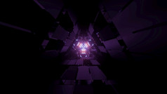 插图未来主义的隧道的角度来看与发光的三角形洞黑暗与紫色的霓虹灯颜色摘要科学小说背景黑暗sci隧道插图