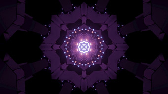 极简主义插图与发光的霓虹灯紫色的几何数据和闪烁的灯黑色的背景为摘要sci设计未来主义的紫色的几何霓虹灯照明插图