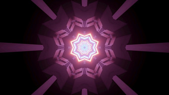 摘要插图科学小说网关黑暗隧道与闪亮的霓虹灯水晶形状的点缀照明对称的紫色的行水晶形状的点缀sci网关插图