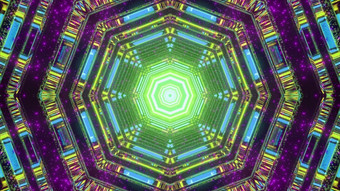 插图色彩斑斓的照明有创意的未来主义的六角形状的迷宫摘要背景插图万花筒六角形状的模式与五彩缤纷的灯