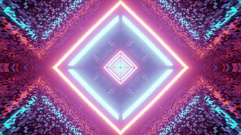 插图摘要背景没完没了的隧道形状菱形与发光的粉红色的和蓝色的霓虹灯灯插图sci霓虹灯走廊