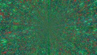 摘要三个维插图动态明亮的绿色和红色的粒子形成的角度来看隧道摘要插图众多绿色和红色的粒子