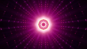 <strong>几何</strong>插图粉红色的八角形状的点缀发光的与明亮的霓虹灯梁八角形状的霓虹灯点缀与射线插图