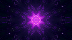 对称的插图生动的明星形状的点缀闪亮的与霓虹灯紫罗兰色的光紫罗兰色的明星形状的点缀插图