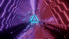 三角形形状没完没了的摘要隧道与发光的灯黑暗插图sci建筑隧道插图
