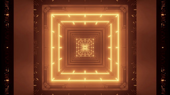 呃插图广场形状的未来主义的隧道发光的与生动的金光金广场走廊呃插图