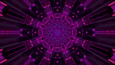 呃插图摘要几何点缀闪亮的与紫色的霓虹灯光和形成隧道几何紫色的点缀呃插图