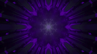 摘要视觉背景呃插图与闪闪发光的紫色的霓虹灯照明形状几何花发光的黑暗空间隧道紫色的霓虹灯几何模式黑暗呃插图