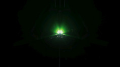 极简主义风格摘要背景呃插图黑暗隧道与发光的绿色霓虹灯光闪亮的结束绿色光投影黑暗呃插图