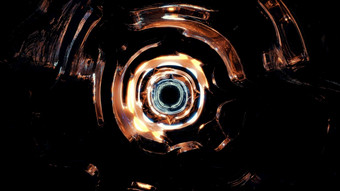 插图呃摘要背景没完没了的金属走廊形状圆发光的与霓虹灯灯插图呃黑暗轮形状的隧道