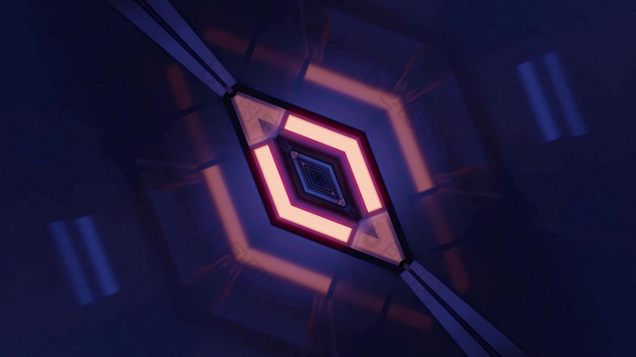 插图呃摘要背景sci黑暗走廊形状菱形照亮粉红色的和蓝色的霓虹灯灯插图呃黑暗菱形形状的隧道