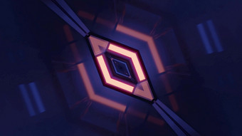 插图呃摘要背景sci黑暗走廊形状菱形照亮粉红色的和蓝色的霓虹灯灯插图呃黑暗菱形形状的隧道