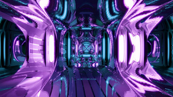 插图呃摘要隧道与<strong>反光</strong>表面和未来主义的设计与有创意的现代室内与紫色的颜色插图<strong>反光</strong>隧道